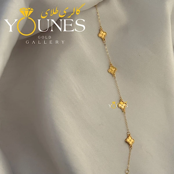 تصویر دوم دستبند ونکلیف تراش دار ریز طلا